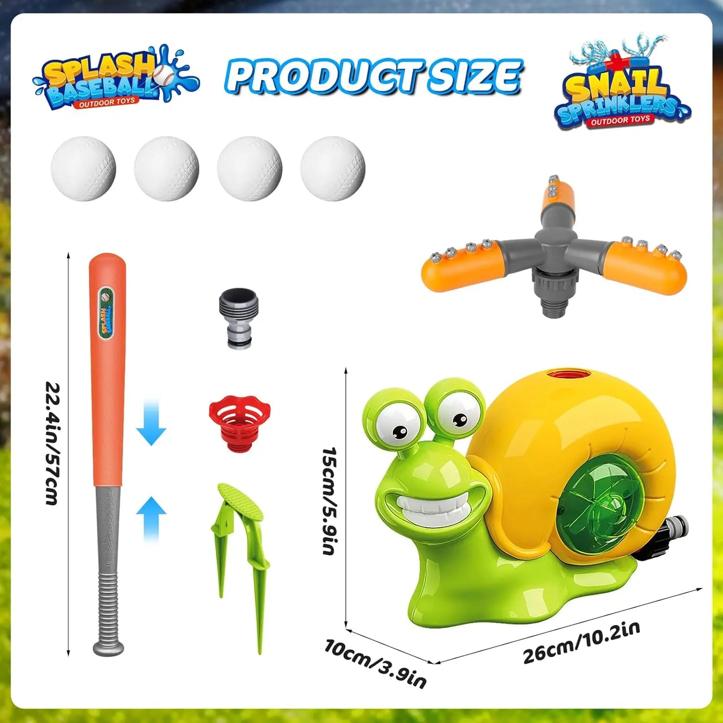 SplashSnail 2-in-1 Baseball Sprinkler Toy