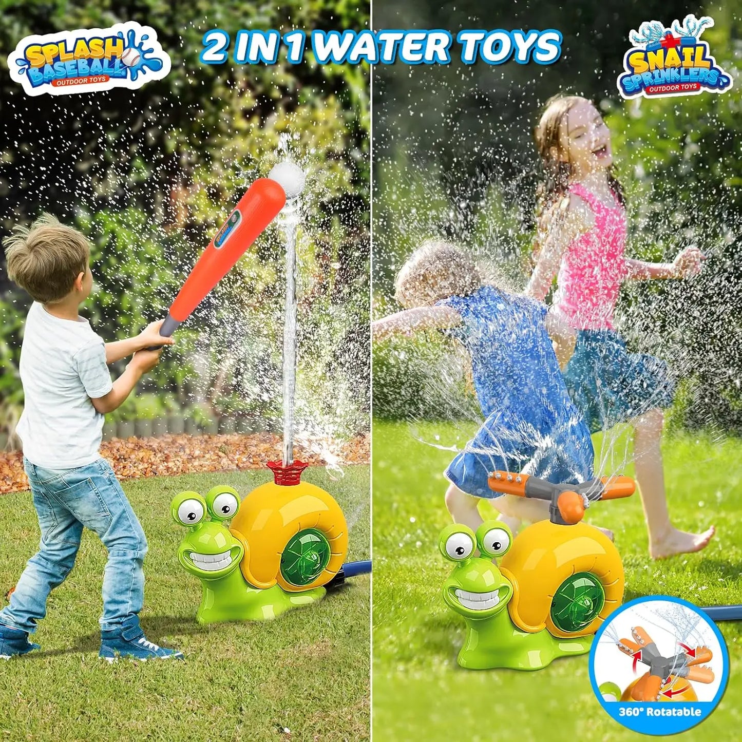 SplashSnail 2-in-1 Baseball Sprinkler Toy